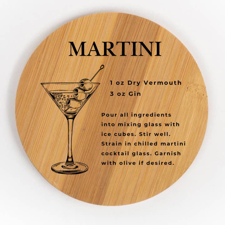 Nautically Northern - Wholesale Coasters - Classic Cocktail Recipe Coasters | Wood & Slate Bar Coasters