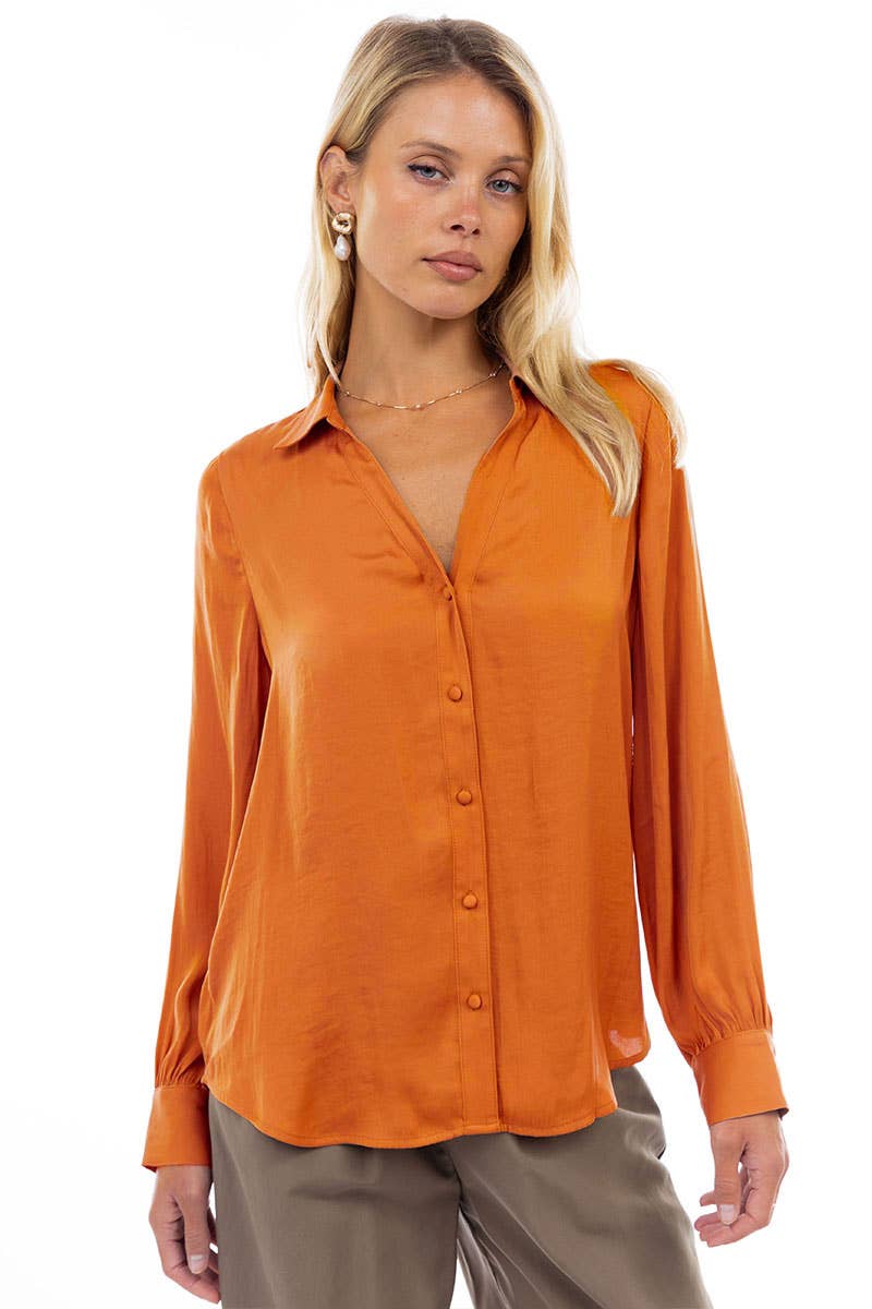 Naked Zebra - Vendita all'ingrosso Camicetta - Donna - Blusa Classica con Scollo a V e Bottoni - T2