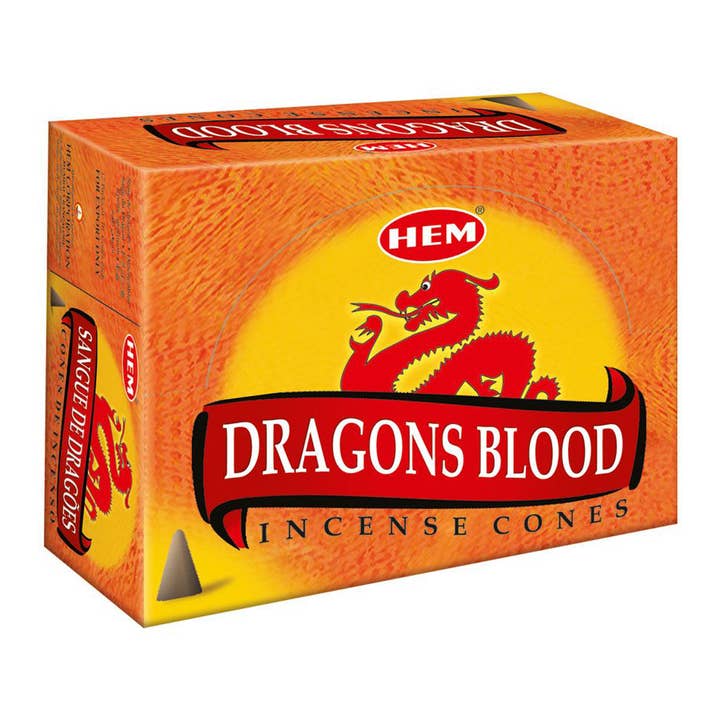 HEM Dragon Blood Incense - Cone Pack (12 Packs × 10 Cones) for wholesale by Garland of Letters Bookstore