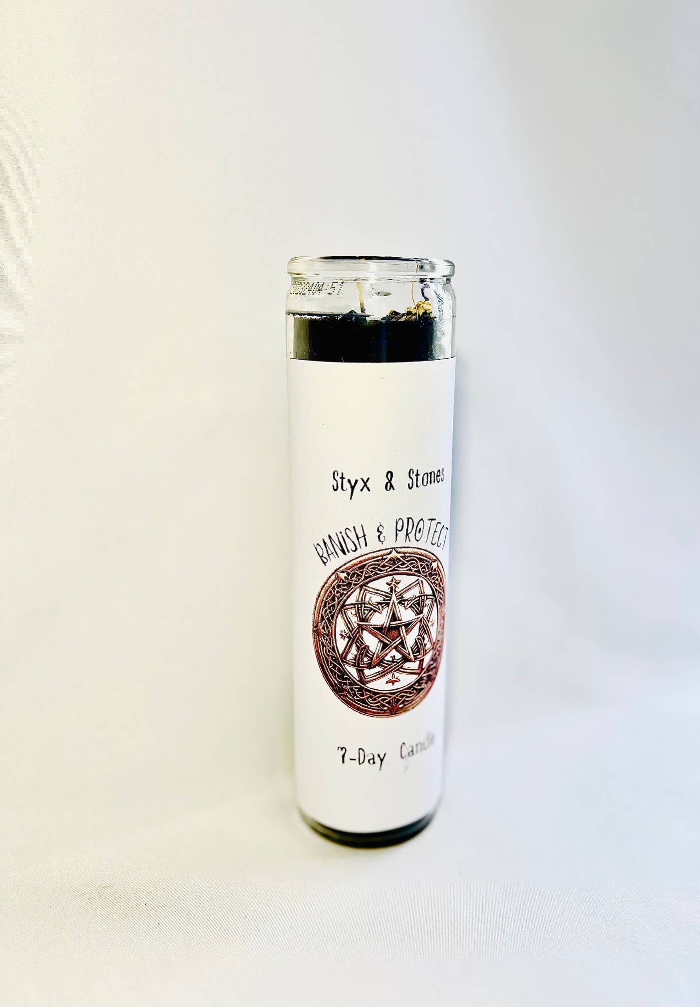 Styx & Stones LLC - Wholesale Jar/filled candle - Banish & Protect Dressed 7 Day Prayer Saint Candle