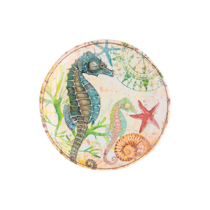 Sealife Seahorse 6" Melamine Plate for wholesale by Supreme Housewares