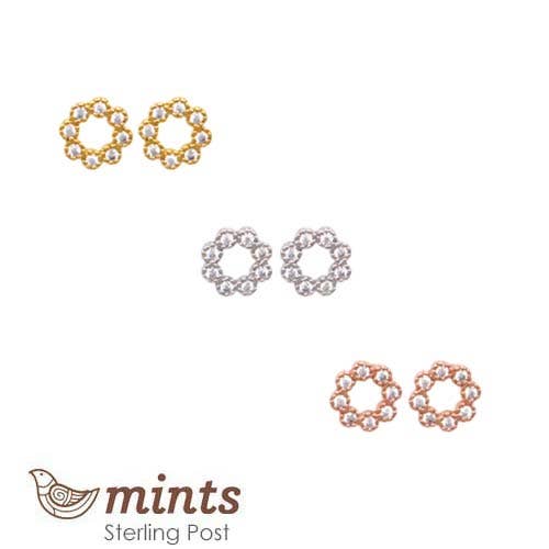 Fabienne - Wholesale Stud/post earrings - SML CUBIC OPEN FLOWER POST ER PACK