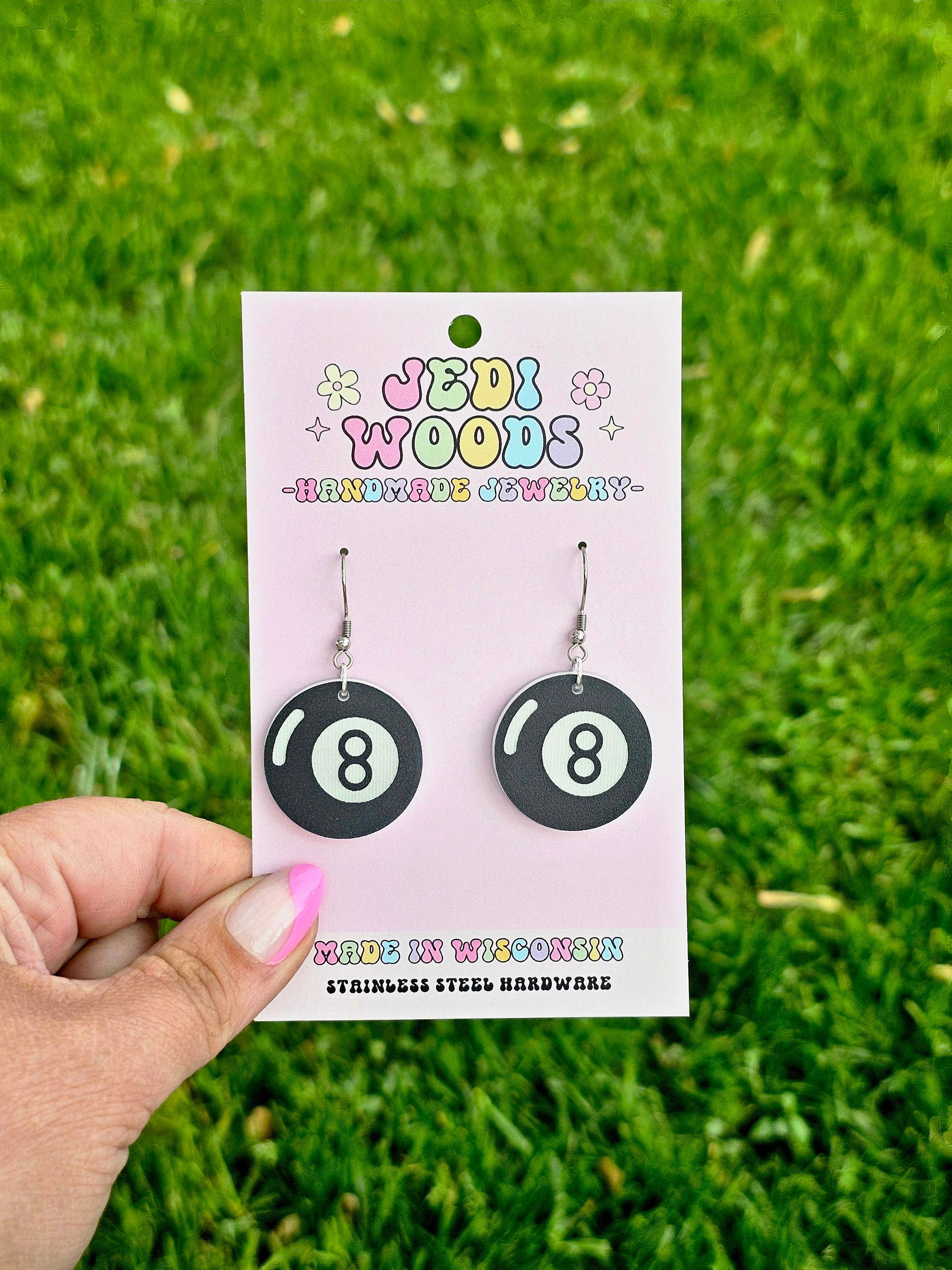 Jedi Woods LLC - Wholesale Dangle Earrings - Magic 8 Ball / Billards Ball Earrings0
