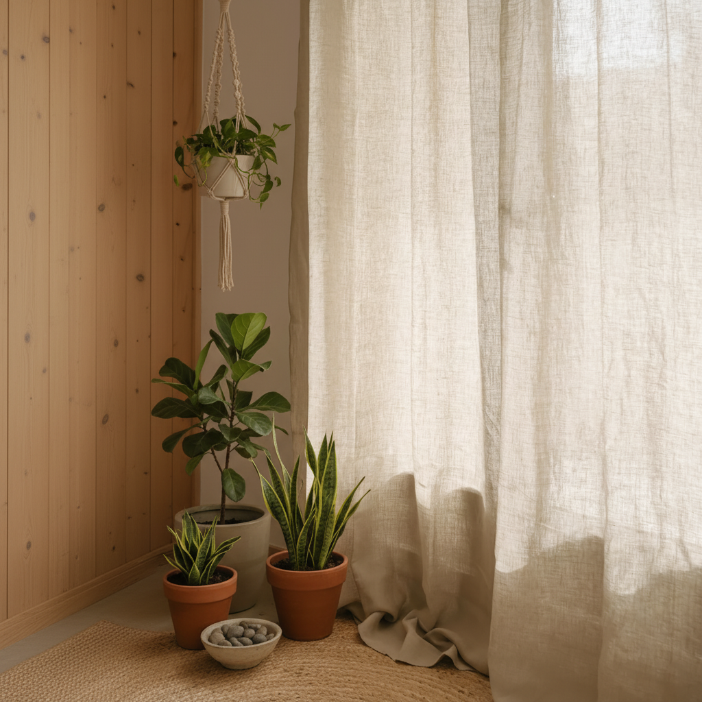 Q VITA - Wholesale Curtain - 20% French Linen 80% TENCEL Curtain/Drape (2 pcs) - Semi Sheer4