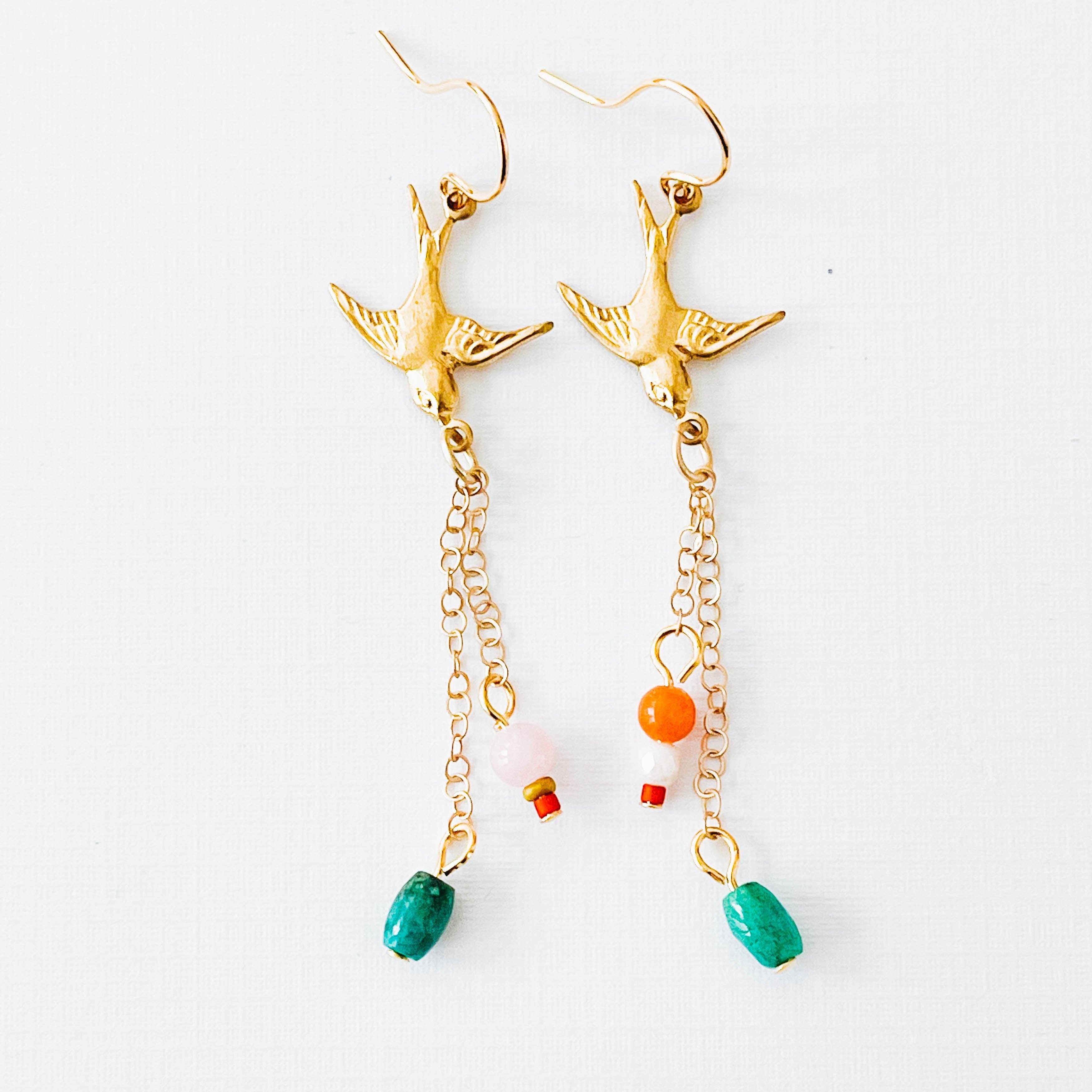Nest Pretty Things - Wholesale Dangle Earrings - Long Bird Charm Earrings2