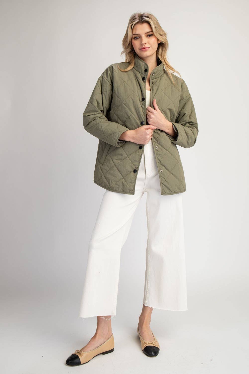 Peace Love Line - Vente Veste – femme - PL3934 - VESTE MATELASSÉE À MANCHES LONGUES ET BOUTON-PRESSION5