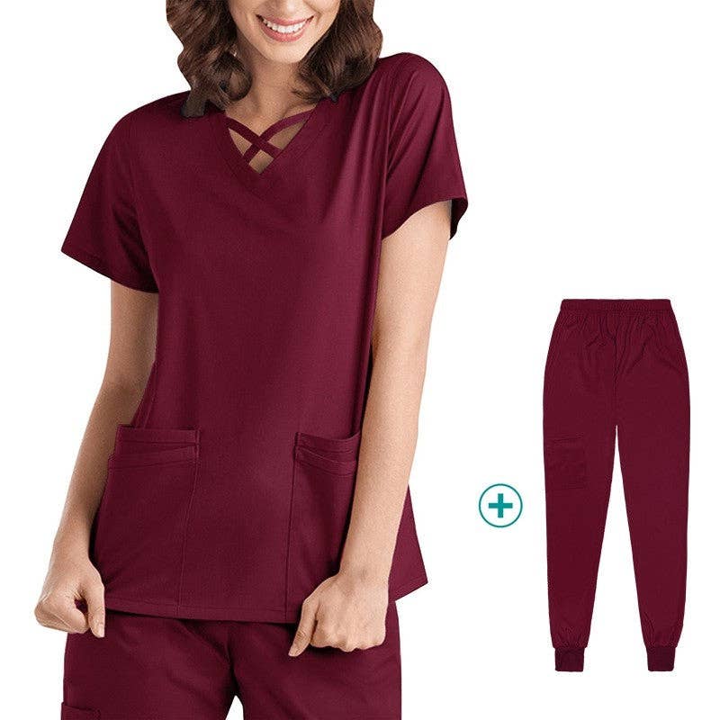 FurDecoration - Wholesale Healthcare uniform – Women's - Short Sleeve Straight Leg Scrub Suit0