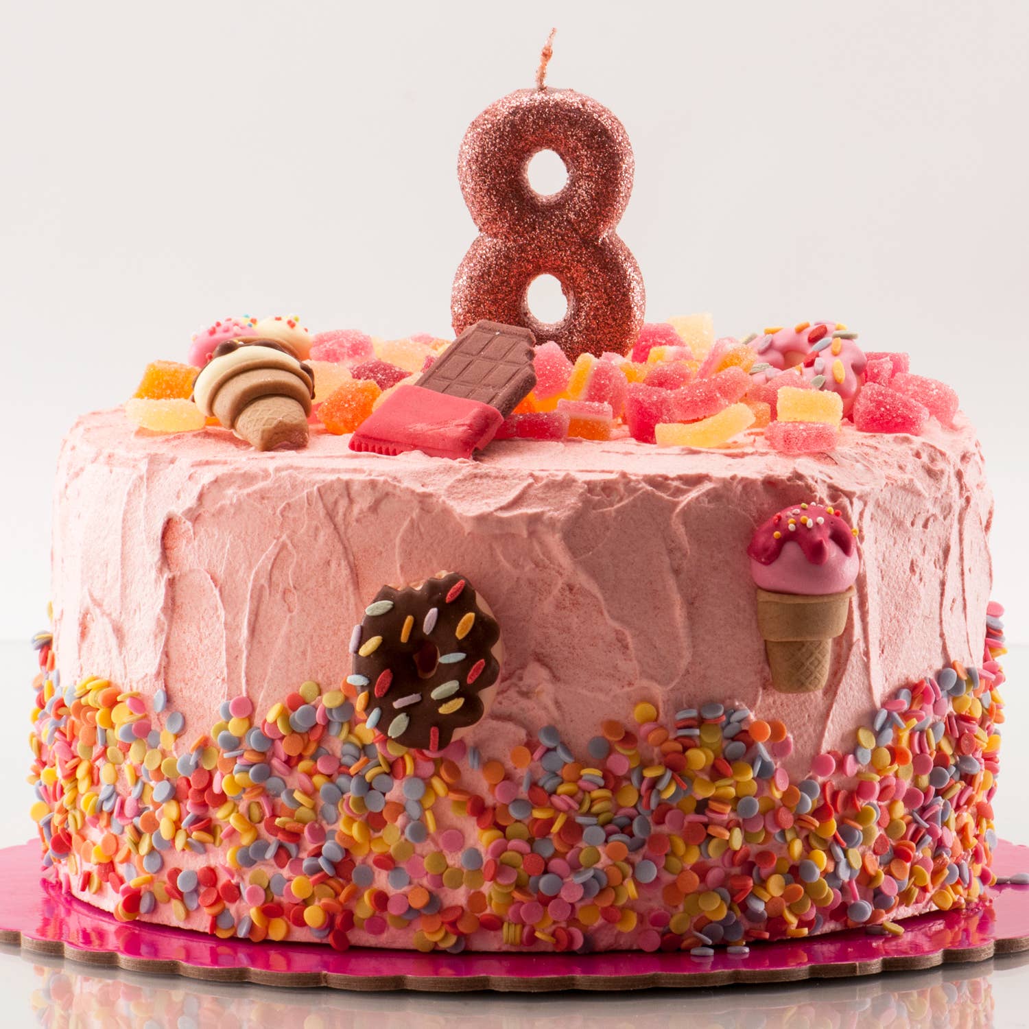 Birthday candle for cakes with pink glitter for wholesale on Faire24