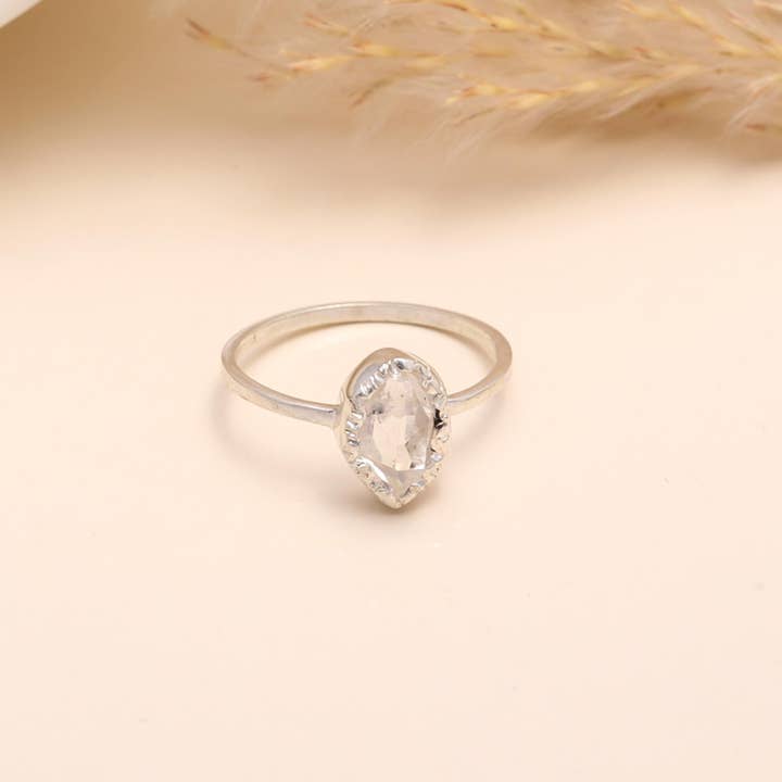 AG 925 JEWELLERY - Wholesale Single stone/solitaire ring - 925 Sterling Silver Raw Herkimer Diamond Ring2
