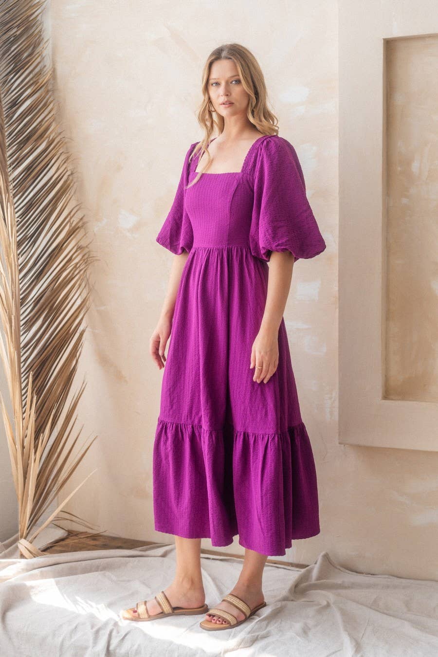 Oddi - Wholesale Dress - Women's - Plus Solid Textured Midi Dress2