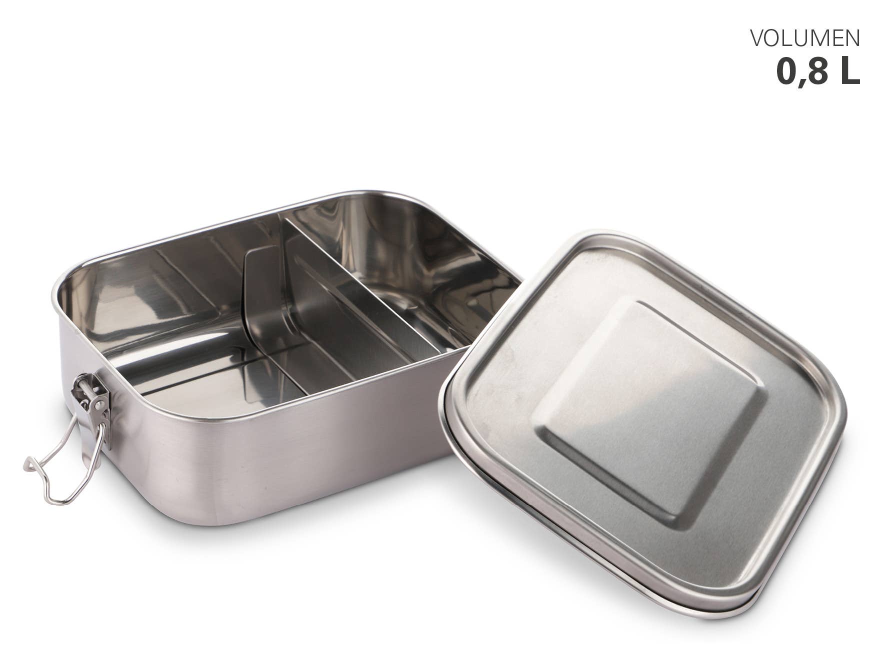 Karl Weis - Wholesale Food Storage Container - Small stainless steel lunchbox with seal and divider 0.8l4