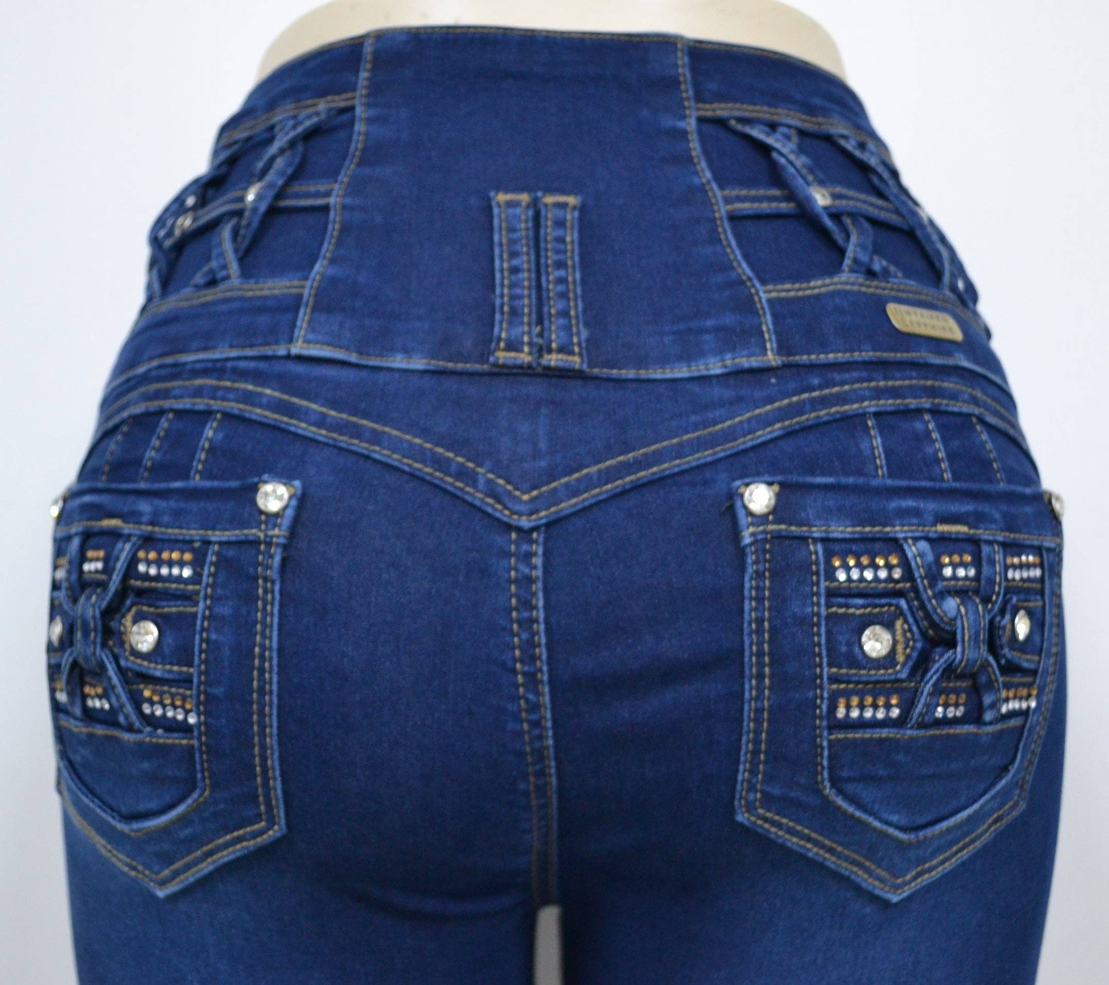 Blå USC-F021 Sexet Vævet Brea Butt Lifter Levante Cola Jeans for engroshandel på Faire