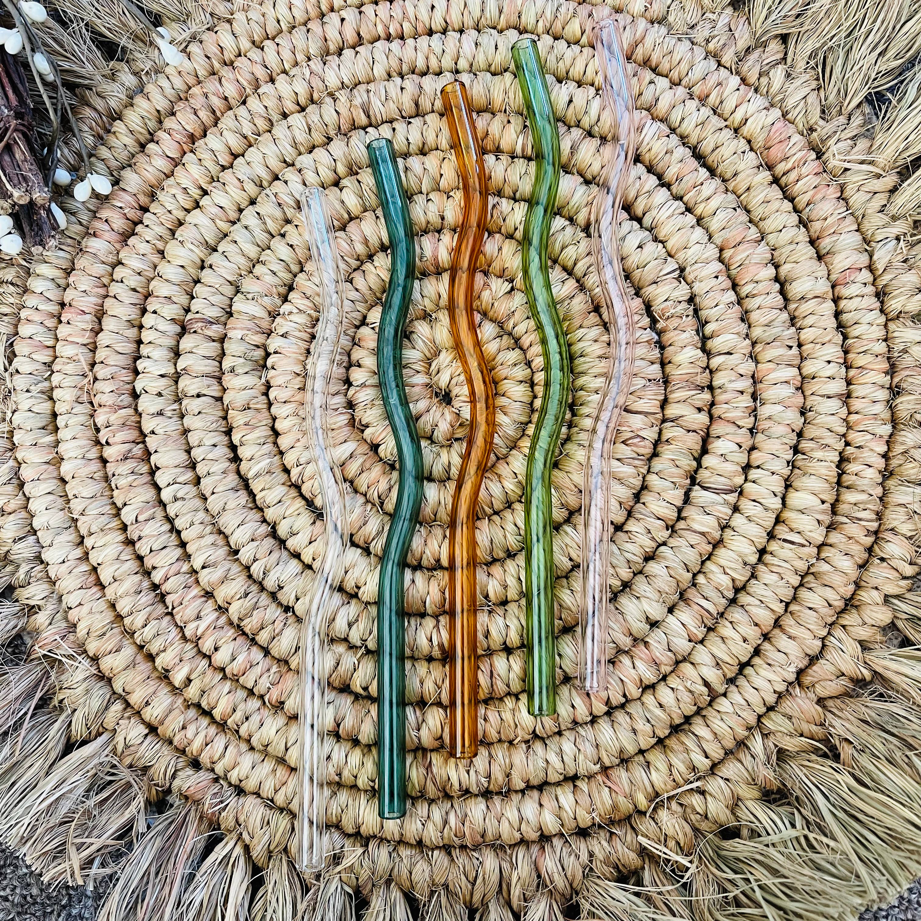 KuriArt Designs – wholesale Drinking straw – Wavy Reusable Glass Straws6