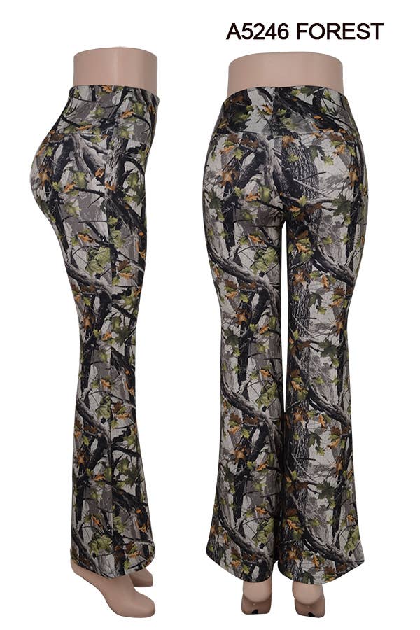 SSImport - Wholesale Athletic Shorts - Women's - A5246 FLARE PANTS FOREST AND COW PRINT 12PCS5