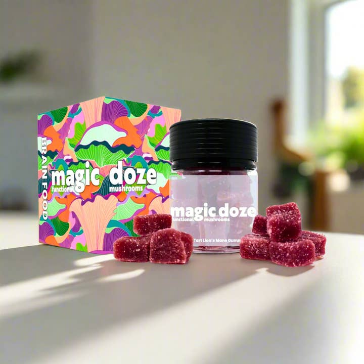 Magic Doze - Venta al por mayor Suplementos/vitaminas para beber - Gominolas de Melena de León (Tarta de Cereza) - Alimento para el Cerebro de Magic Doze™1