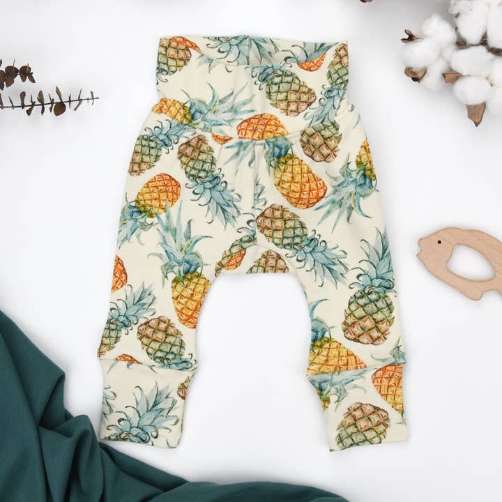 Organic Cotton High Waist Baby Pants, Aloha for wholesale by Earthy