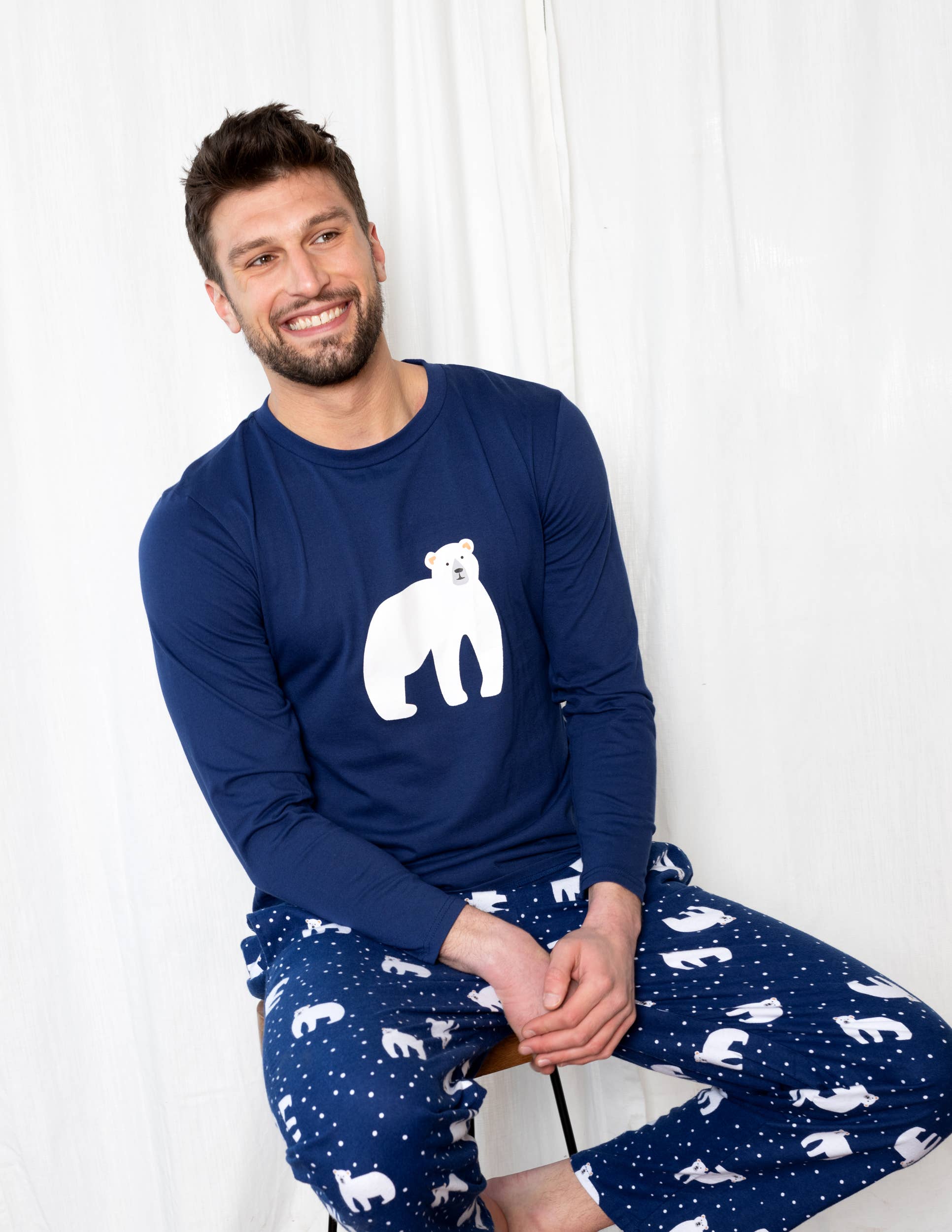 Leveret Pajamas - Wholesale Sleepwear Set - Men's - Mens Cotton Top & Flannel Pants Pajama Set5