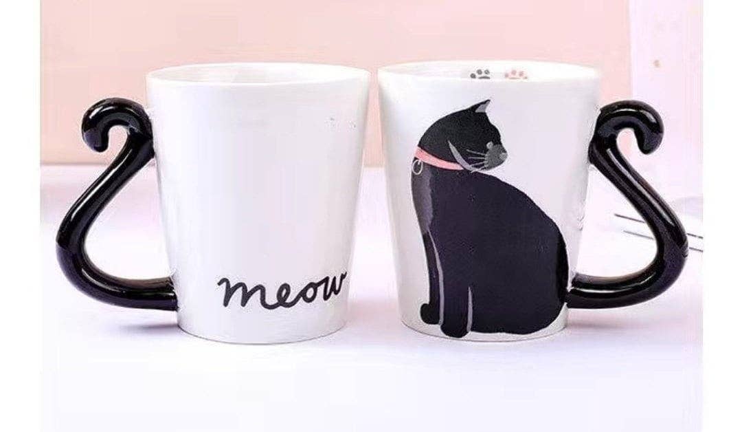 Green Pastures Wholesale - Vendita all'ingrosso Tazza - Tazza da caffè in ceramica con manico a coda di gatto nero2