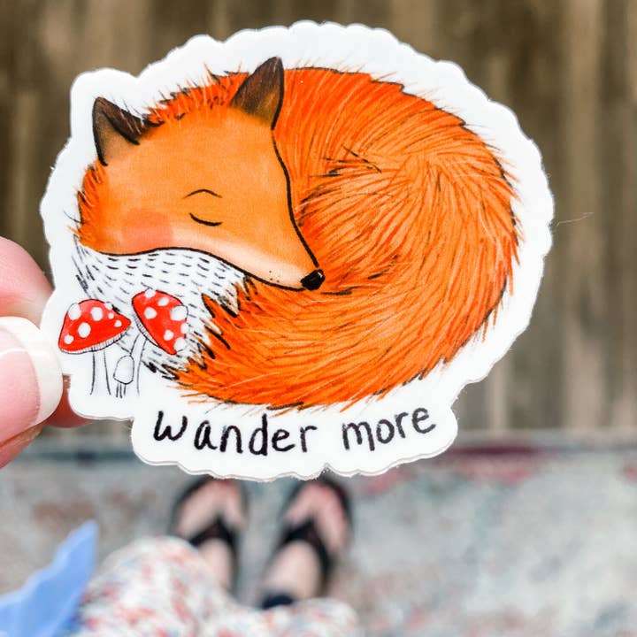 Wander More Fox Sticker for wholesale by Forest & Fauna Paper Co.