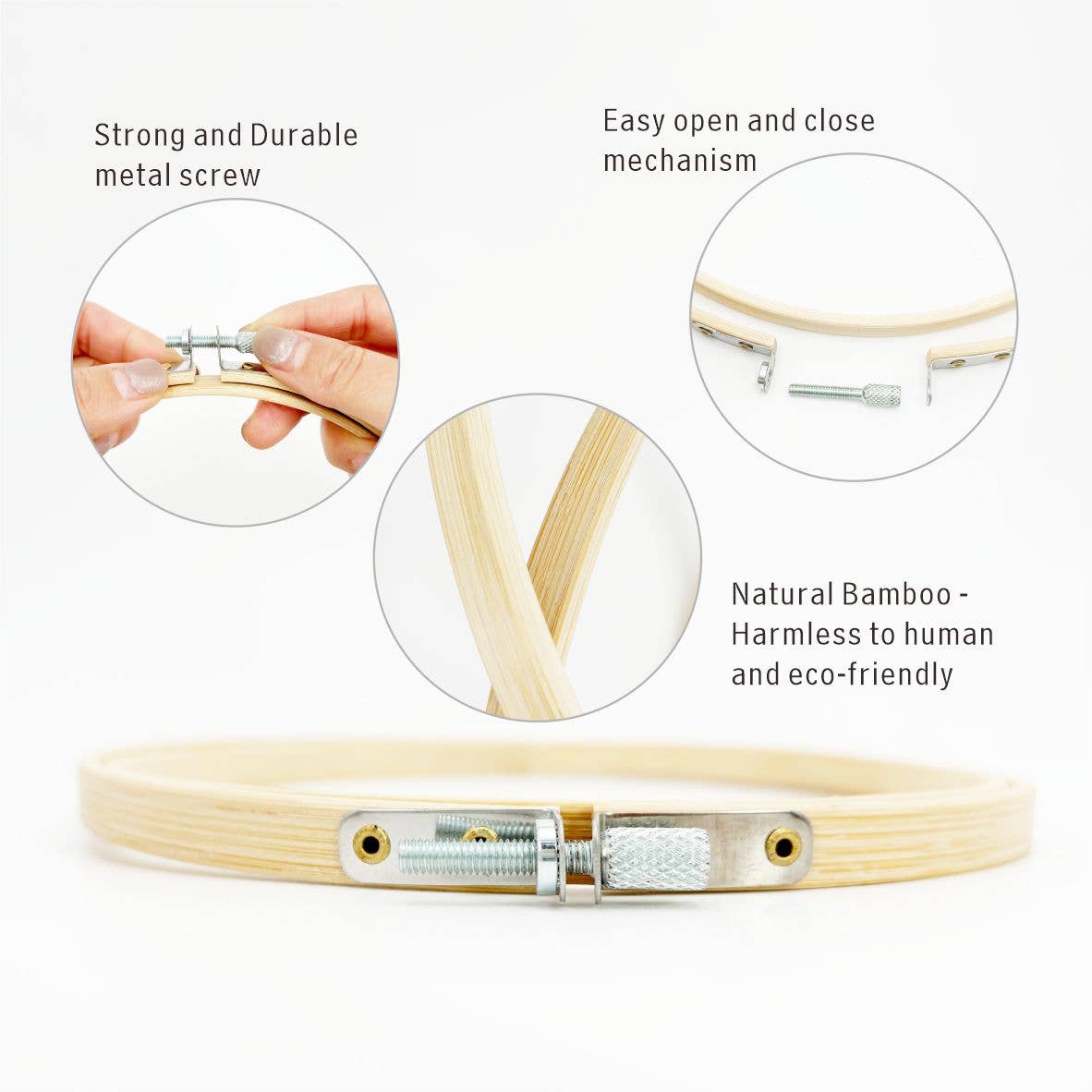 Max-Link Solutions Ltd - Wholesale Embroidery/Cross Stitch Supplies - Darnn 8" Embroidery Hoop Bamboo, Bamboo Hoop for Craft3