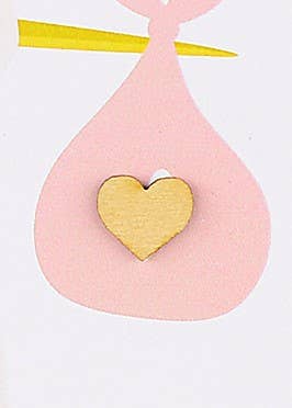 Lil's Cards - Vendita all'ingrosso Biglietto di auguri per la nascita - Biglietto di Auguri per la Nascita di una Bambina - Cicogna & Cuore di Legno1