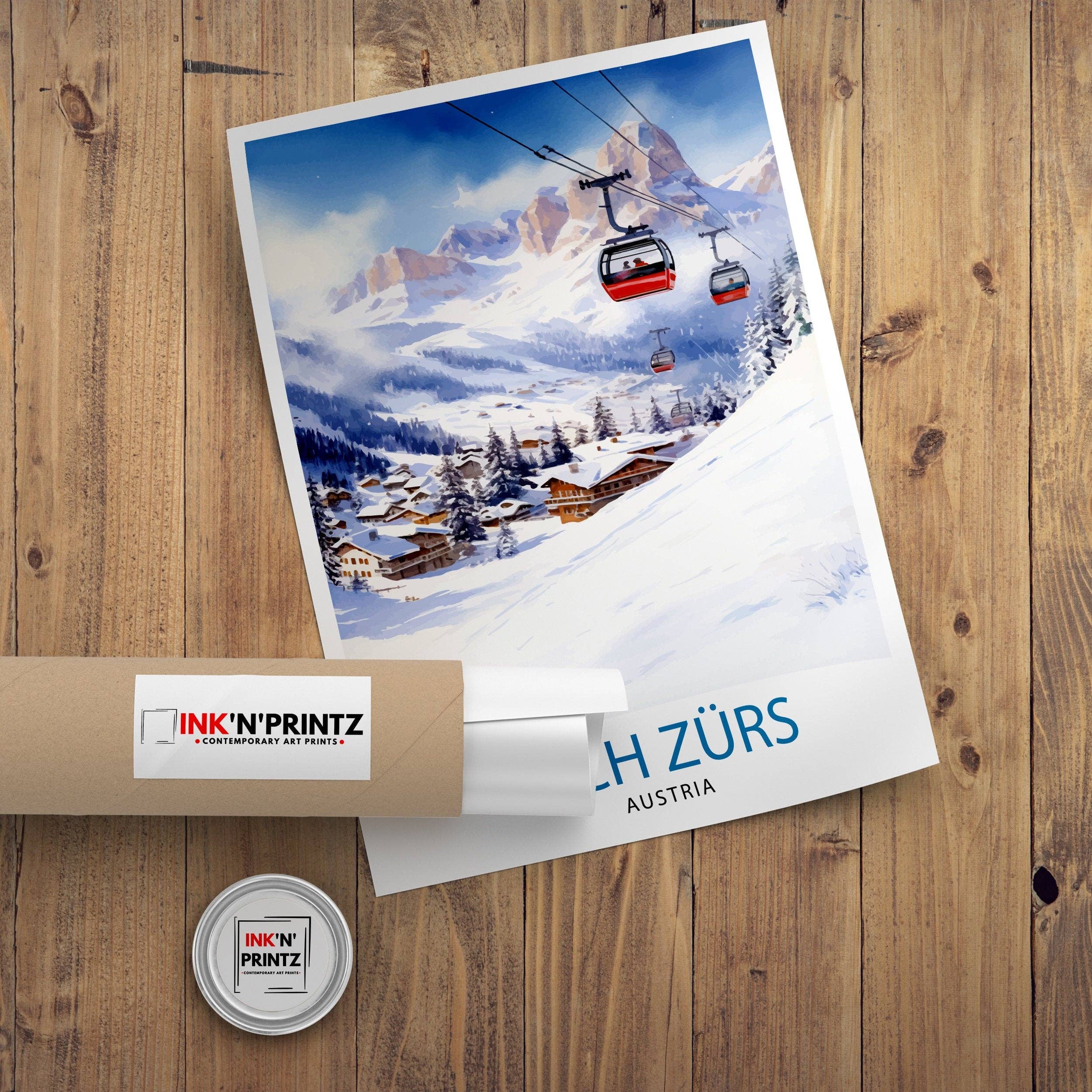 InkNPrintz – wholesale Poster – Lech Zurs am Arlberg Austria Travel Poster Skiing8