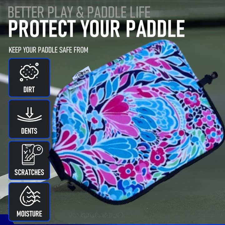 Born to Rally - Wholesale Sporting Accessories - Pickleball Pink Floral Paddle Cover-Pickleball Paddle Sleeve1
