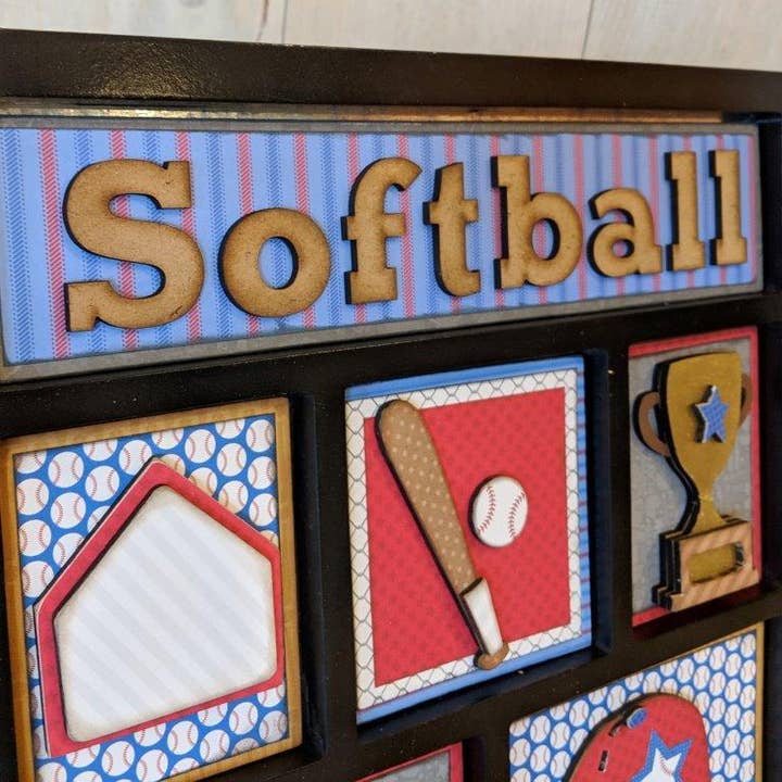 Foundations Decor – Kit de artesanato DIY por atacado – Kit de caixa de sombra de beisebol DIY madeira artesanal acento de parede6
