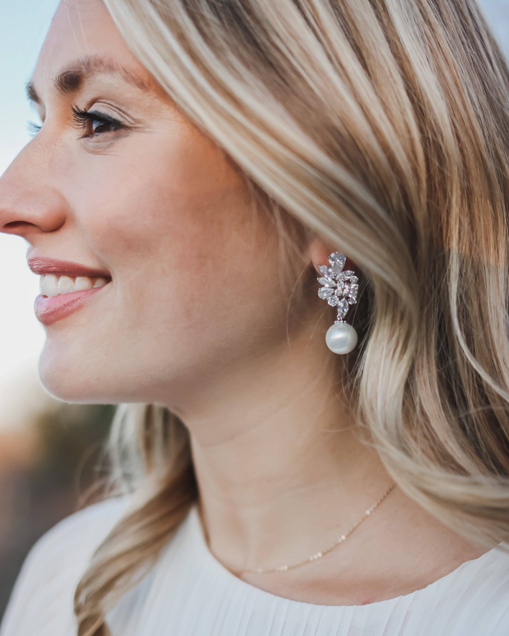 Dareth Colburn Designs – wholesale Dangle earrings – Serenity Pearl & CZ Earrings2