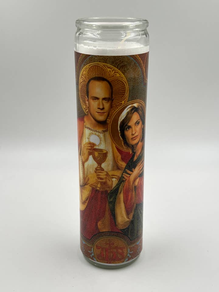 Benson Stabler SVU celebrity prayer candle for wholesale by Rustbelt Cooperative