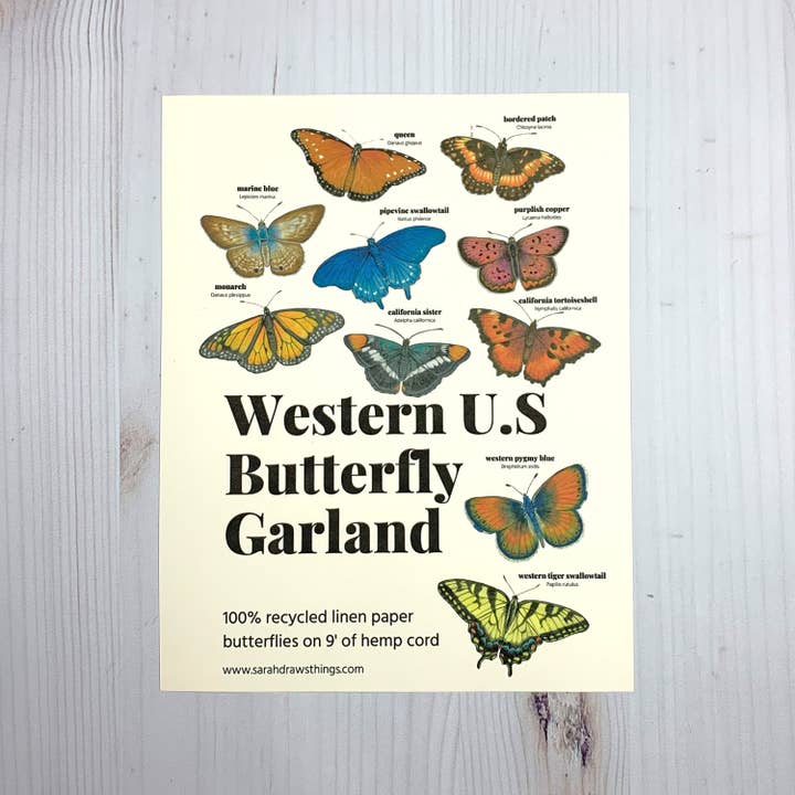 Sarah Draws Things - Wholesale Bunting/Garland - Western U.S. Native Butterfly Illustrated Garland1