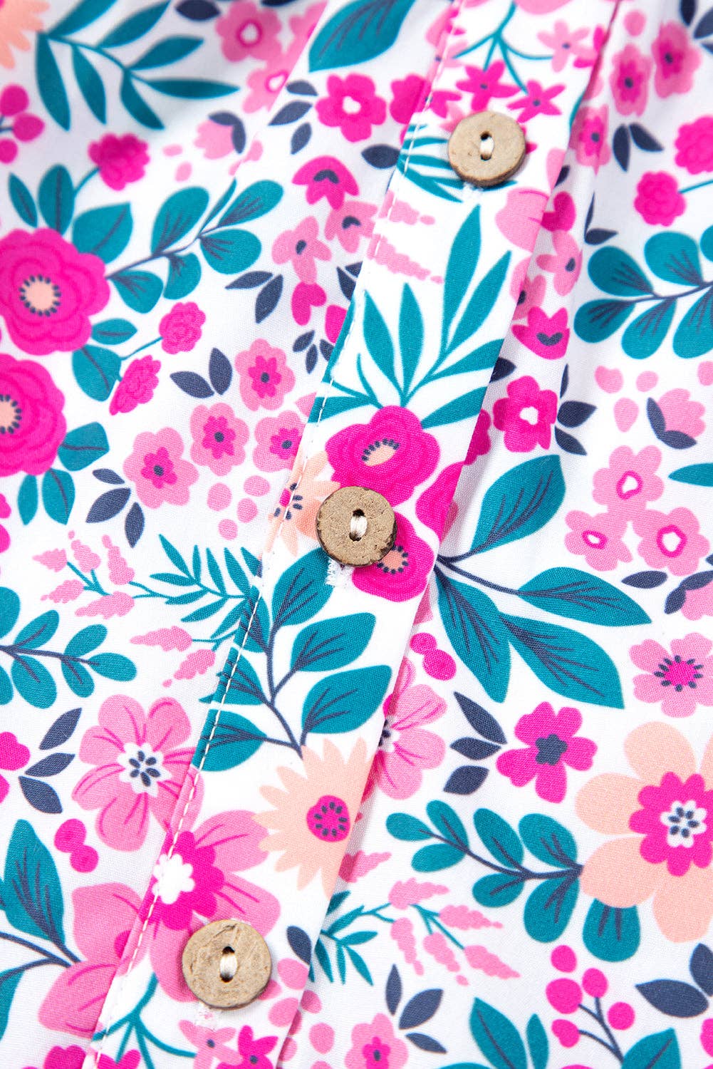 Pink Plus Size Easter Floral Puff Sleeve Button A Line Dress for wholesale on Faire15