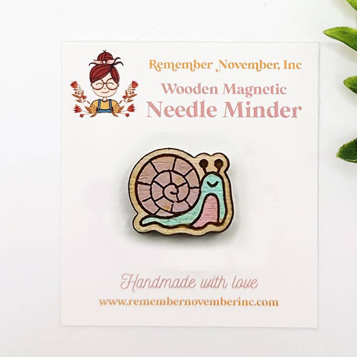 Snail Needle Minder, Wooden Magnetic Needle Minder for wholesale by Remember November, Inc