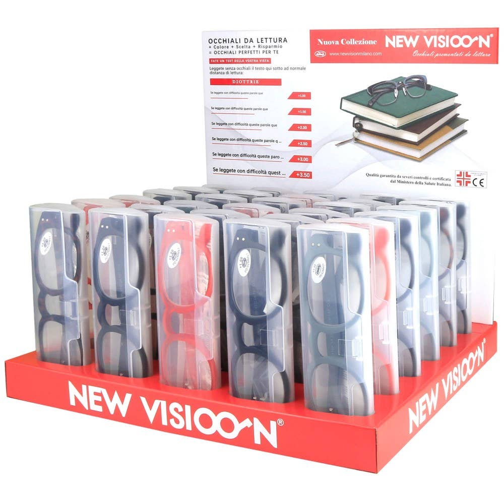 NEW VISION MILANO SRL - Wholesale Retailerdispay - Complete toonbankdisplay met 30 leesbrillen - rood10