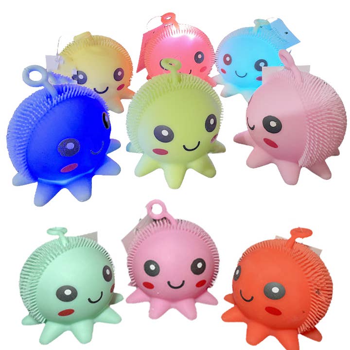 Cap Zone – Engroshandel Klemmelegetøj - Børn og baby – Blæksprutte strittende kuglefisk LED lys-Up Squishy legetøj