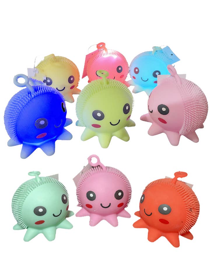 Octopus Spiky Puffer LED Light-Up Squishy Toy for wholesale by Cap Zone