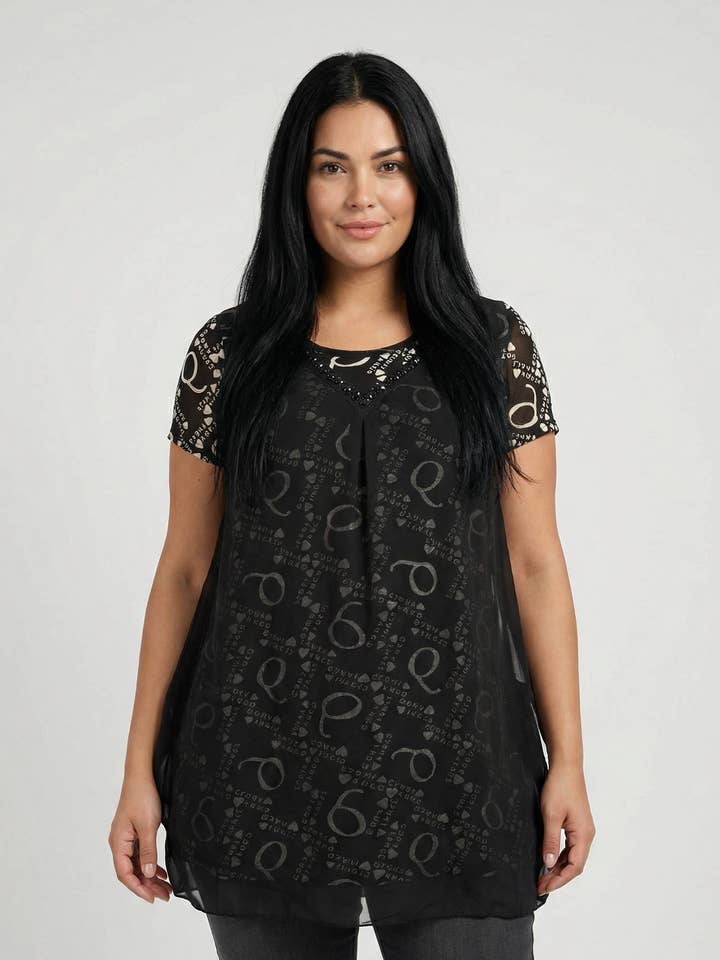 Conjunto top + camisola interior estampada tamanho grande (A209) por atacado de Pomme Rouge Paris