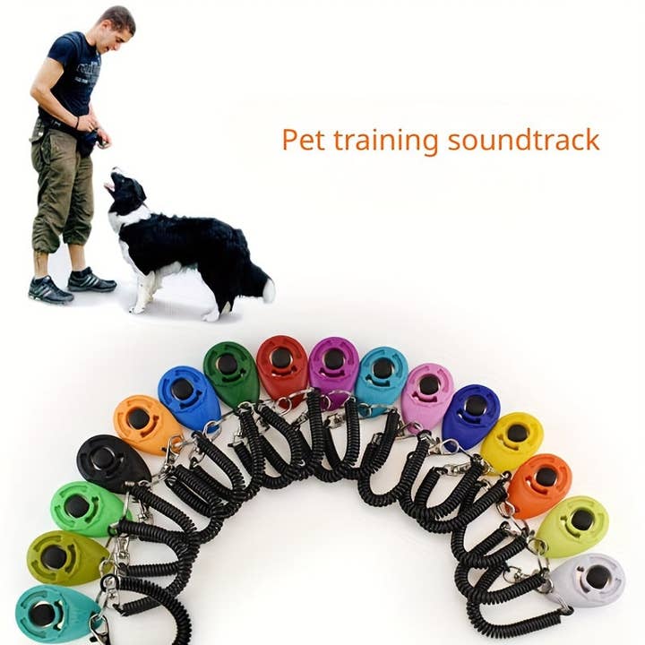 DIYSTORE - Wholesale Pet Toy - Dog - 2-Pack Dog Clicker Sound Training Device, Pet Agility Training Tool with Wristband, Clicker Whistle, Plastic, No Batteries Included, Black & Blue Options
