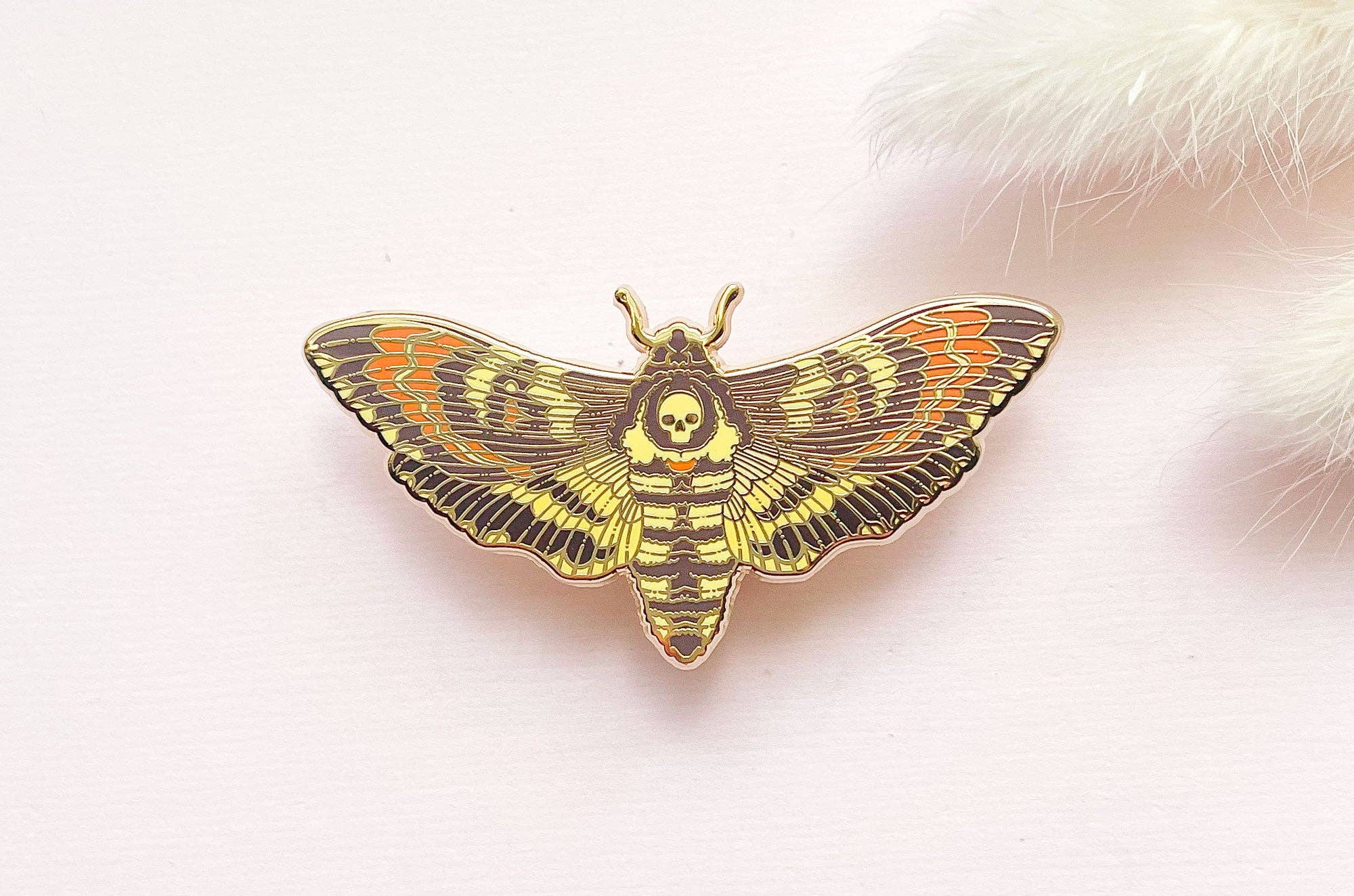 Alum and Ink - Wholesale Lapel Pin/Button - Death's Head Hawkmoth (Acherontia lachesis) Enamel Pin7