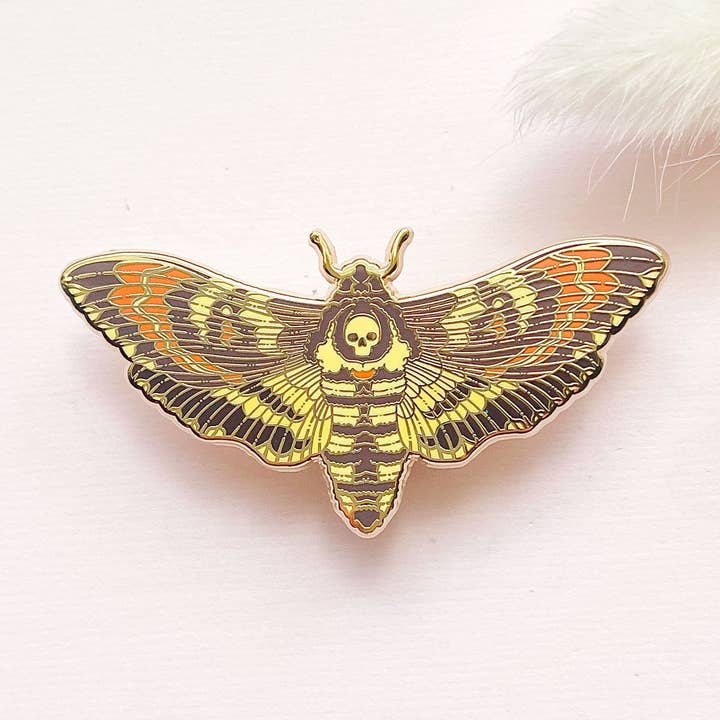 Alum and Ink - Wholesale Lapel Pin/Button - Death's Head Hawkmoth (Acherontia lachesis) Enamel Pin7