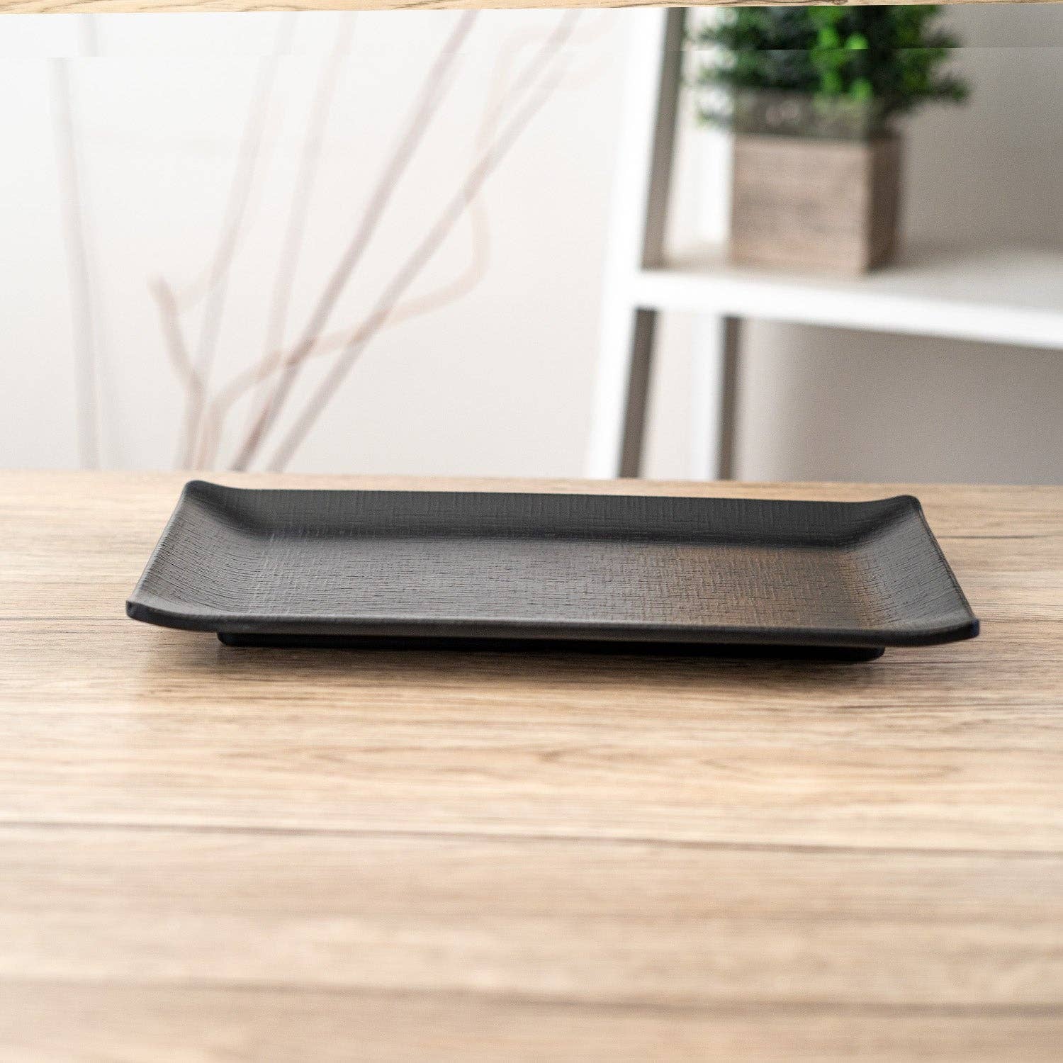 Urban Tokyo - Wholesale Dinner Plate - 12"L Rectangular Plate Silk Black Melamine Series (6/24)3