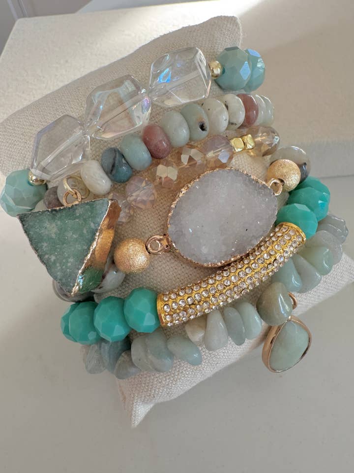 The Amazonite Natural Stone Bracelet Stack for wholesale by Wild Spirit London