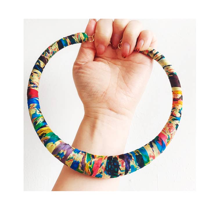 Silk Wrapped Statement Necklace/Collar for wholesale by Aprilis Creations
