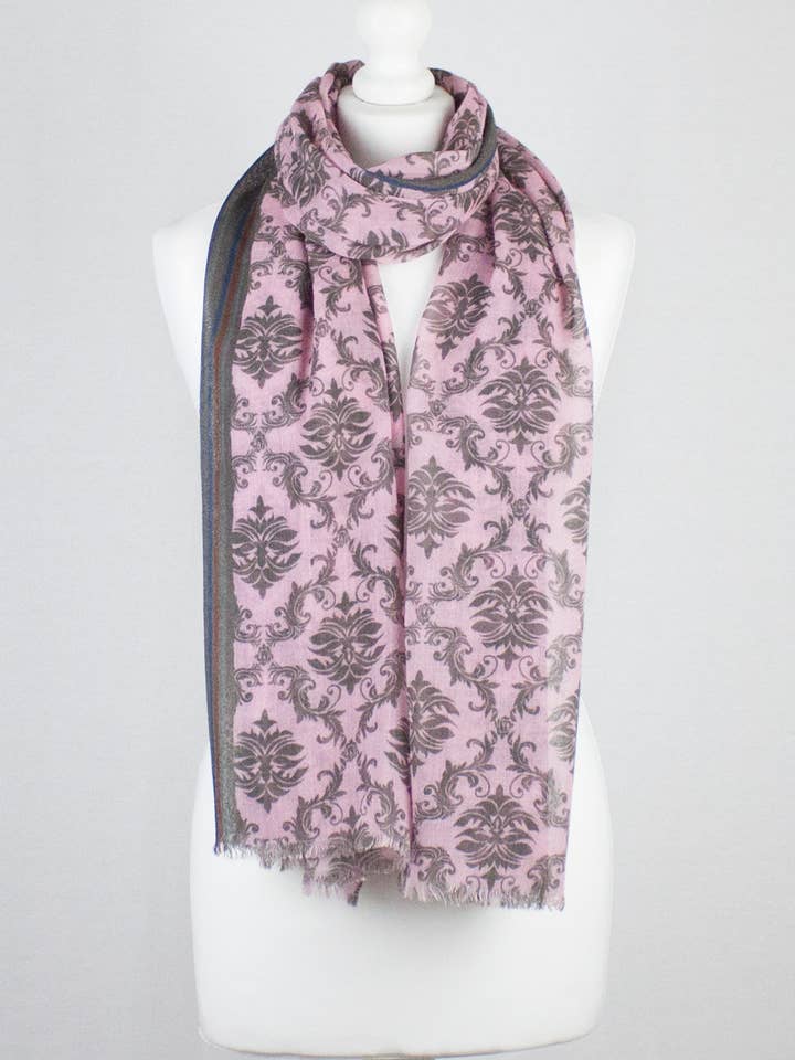 Arabian Tile Print Merino Wool Scarf - Rose Pink for wholesale by SVEZElife