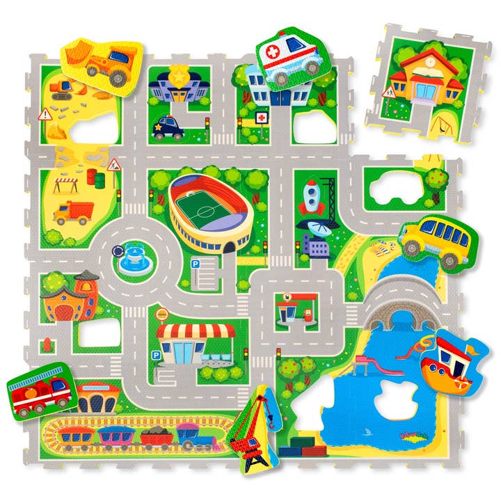 Hakuna Matte Foam Play Mat «City» 1.2 x 1.2 m for wholesale by HM Hamburg Merchants GmbH