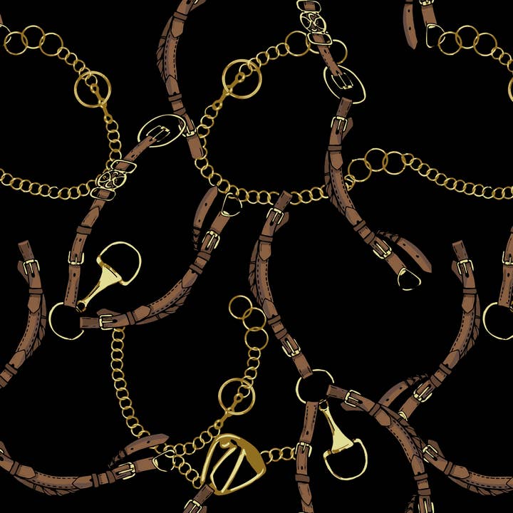 All Things Equestrian - Wholesale T-Shirt - Women's - Black Bits with Gold Chain Sunshirt