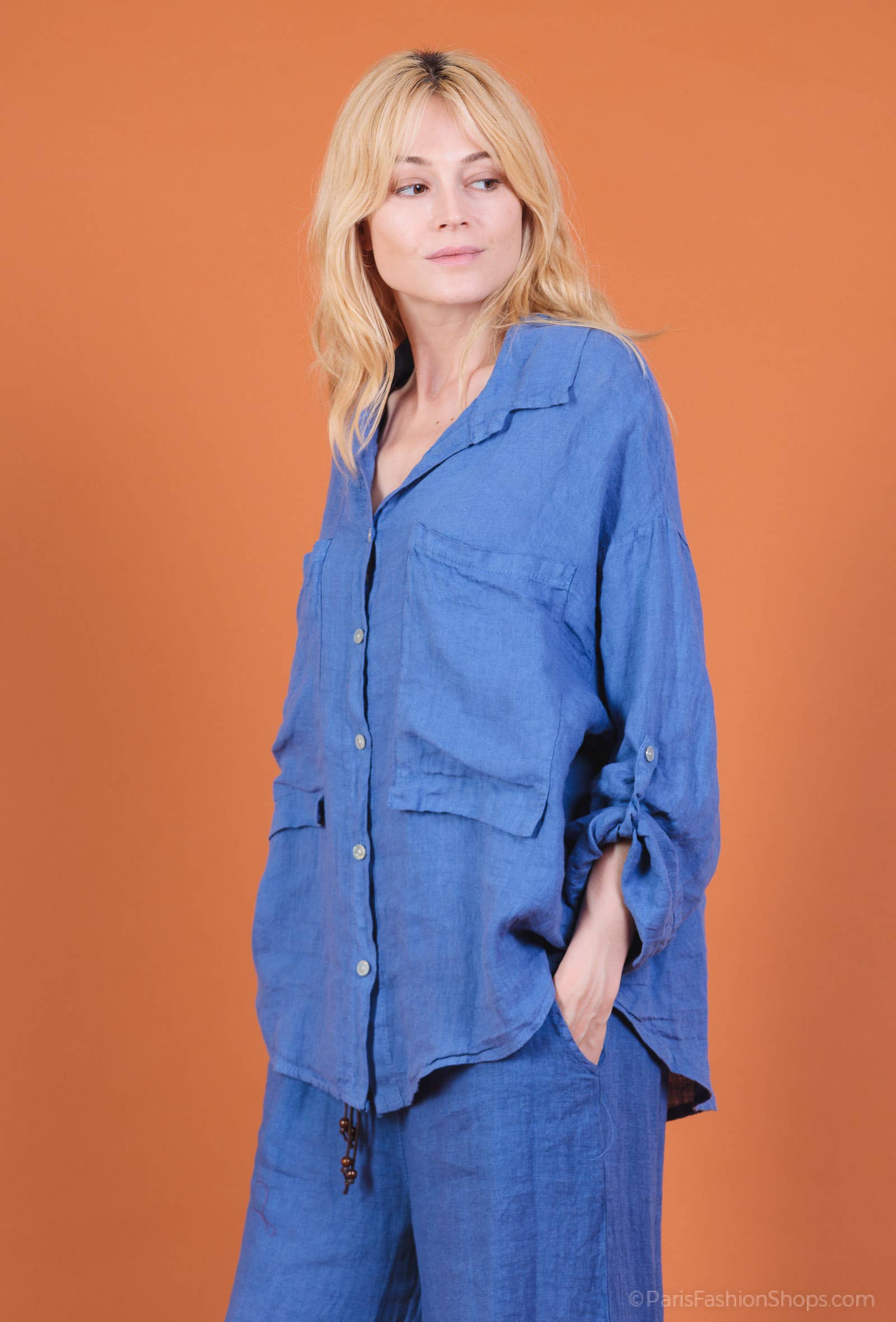 Shyloh - Wholesale Shirt - Women's - Linen shirt with 2 large pockets 158126