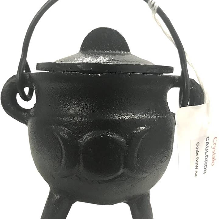 Crystalo Eisenkessel mit Deckel, Dreifachmond-Design, Schwarz für den Großhandel von Ritual Scent