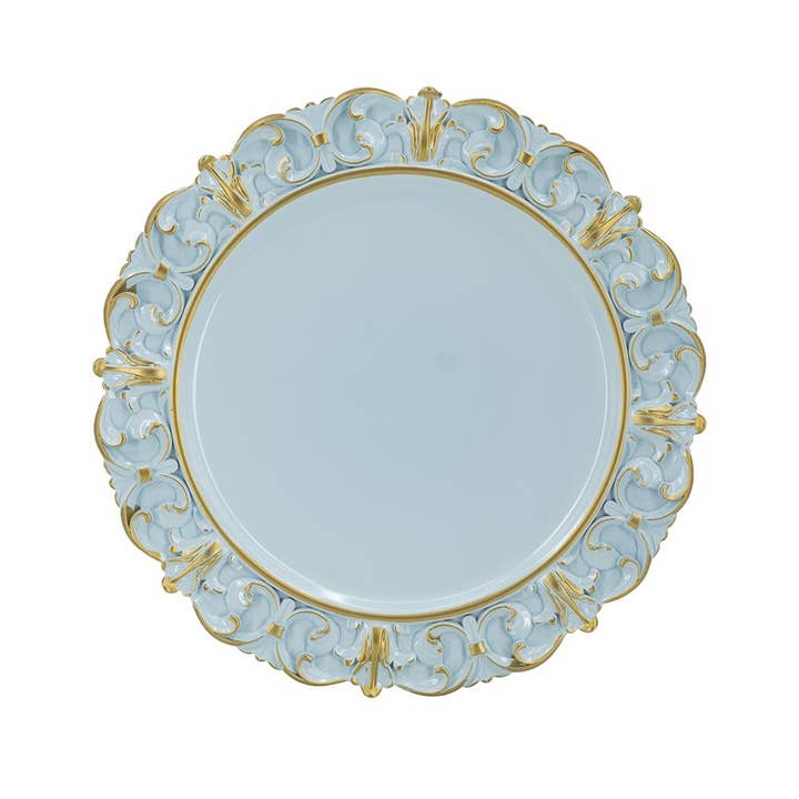 D14" Azure Baroque Plastic Charger and other Purchase Wholesale oggettistica design. Free Returns & Net 60 Terms on Faire trending on Faire.