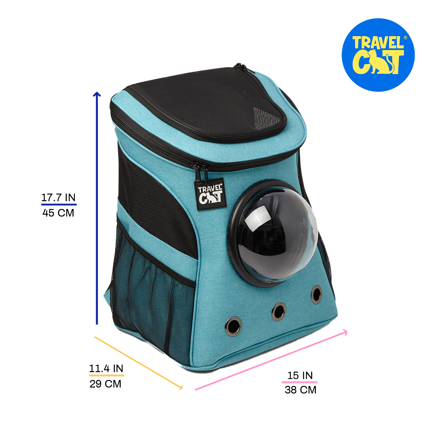 "The Fat Cat" Cat Backpack in Aqua - For Larger Cats for wholesale on Faire13